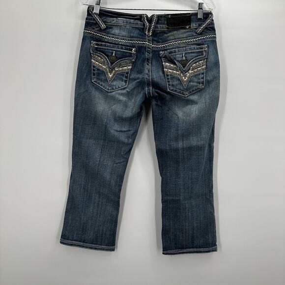 Vigoss Jeans Womens 5 The New York Capri Embroidered Pocket Distressed Denim - Picture 4 of 16